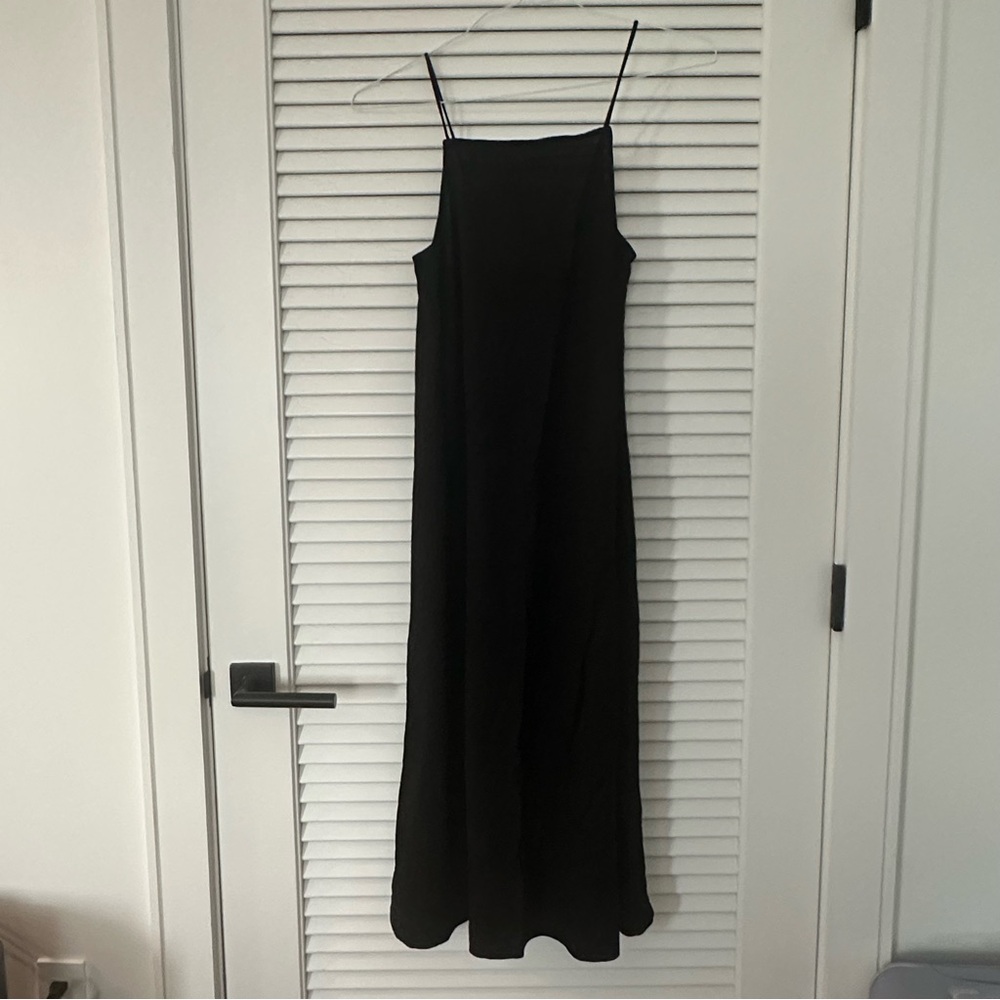 Mango Black Maxi Dress with Spaghetti Straps